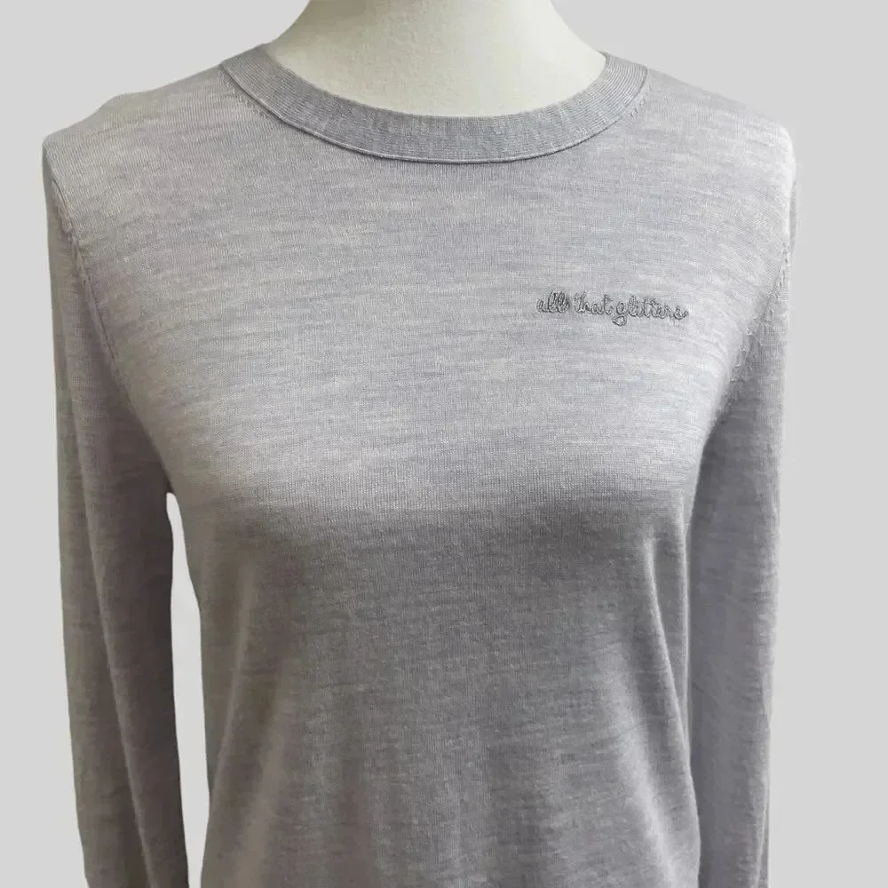 Banana Republic Extra Fine Merino Wool Crewneck Sweater. Womens Small. Blue grey